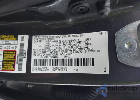 2013 Toyota Tundra Grade 5.7L V8 из США, поврежденный, VIN 5TFUY5F19DX315853